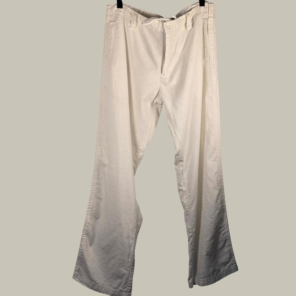 Selected Kato Pants‎ Mens XL 34 White Linen Blend Drawstring Coastal Old Money